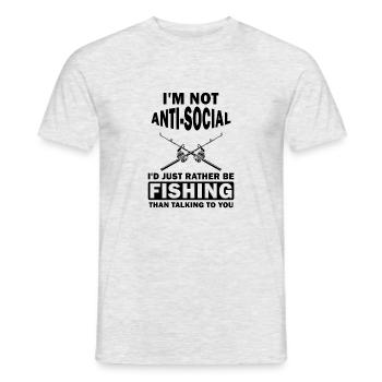 I'm Not Anti-Social, I'd Just Rather Be Fishing - T-shirt homme - gris chiné - Devant - AI Model Male 178 dark (178cm)