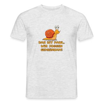 Das ist Paul, wir Joggen Gemeinsam, - Männer T-Shirt - Grau meliert - Vorne - AI Model Male 178 dark (178cm)