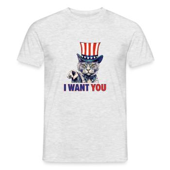 Jour de l’indépendance liberté Chat américain Je te veux - T-shirt homme - gris chiné - Devant - AI Model Male 178 dark (178cm)