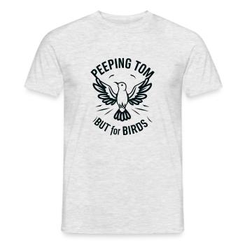 "voyeur mais pour les oiseaux" slogan pour les ob - T-shirt homme - gris chiné - Devant - AI Model Male 178 dark (178cm)