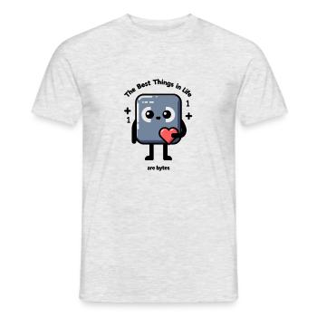 Die besten Dinge im Leben sind Bytes - Männer T-Shirt - Grau meliert - Vorne - AI Model Male 178 dark (178cm)