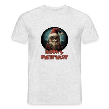 Drôle de dicton avec un chat de Noël - T-shirt homme - gris chiné - Devant - AI Model Male 178 dark (178cm)