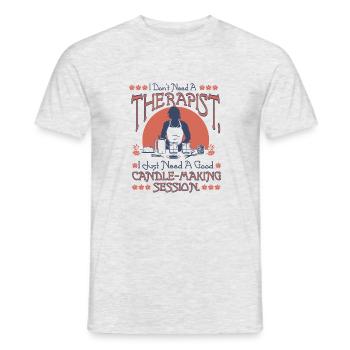 thérapeute, j’ai juste besoin de faire des bougies - T-shirt homme - gris chiné - Devant - AI Model Male 178 dark (178cm)
