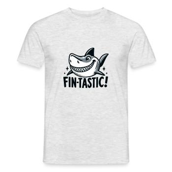 Shark with tooth grin - Men's T-Shirt - heather grey - Front - AI Model Male 178 dark (178cm)