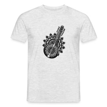 Sitar with Complex Indian Mandala Pattern - Men's T-Shirt - heather grey - Front - AI Model Male 178 dark (178cm)