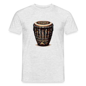 Bongo-Trommel mit Lebhaftem Afrikanischem Tribal-M - Männer T-Shirt - Grau meliert - Vorne - AI Model Male 178 dark (178cm)