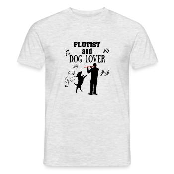 Flutist and Dog Lover Gift - Men's T-Shirt - heather grey - Front - AI Model Male 178 dark (178cm)