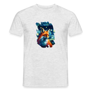 Fuchs im Kunststil / Stil von Van Gogh - Männer T-Shirt - Grau meliert - Vorne - AI Model Male 178 dark (178cm)