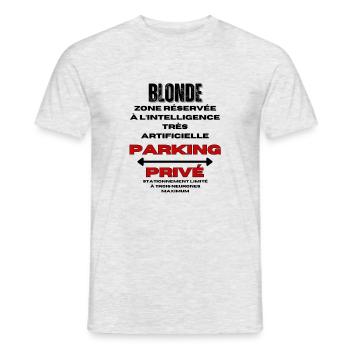 Geschenk für Frauen, Blondine, Humor, Humorvolles T-Shirt - Männer T-Shirt - Grau meliert - Vorne - AI Model Male 178 dark (178cm)