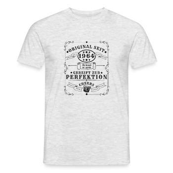 60. Geburtstag, 1964 geboren, Liebhaber Whisky/Gin - Männer T-Shirt - Grau meliert - Vorne - AI Model Male 178 dark (178cm)