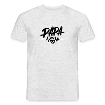 Papa Herzschlag 2024 - Vatertags-Geschenk - Männer T-Shirt - Grau meliert - Vorne - AI Model Male 178 dark (178cm)