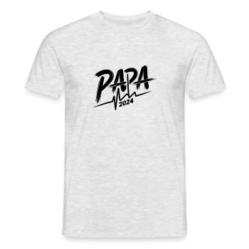 Papa Herzschlag 2024 - Vatertags-Geschenk - Männer T-Shirt - Grau meliert - Vorne - AI Model Male 178 dark (178cm)