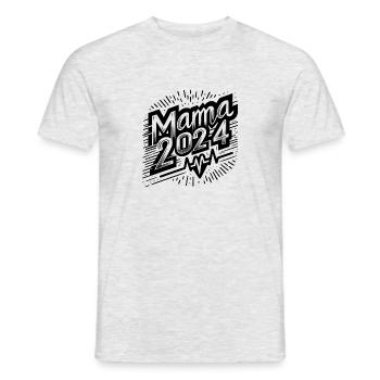 Maman Heartbeat 2024 - Cadeau d’amour - T-shirt homme - gris chiné - Devant - AI Model Male 178 dark (178cm)