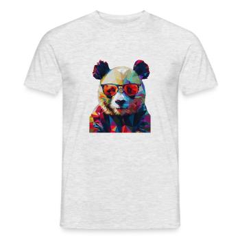 Geometric Panda 1 - Men's T-Shirt - heather grey - Front - AI Model Male 178 dark (178cm)