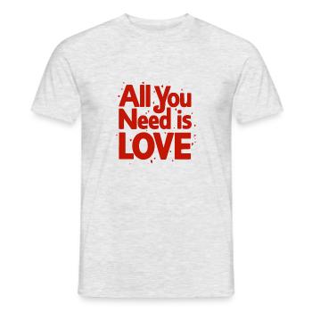 ALL YOU NEED IS LOVE - Men's T-Shirt - heather grey - Front - AI Model Male 178 dark (178cm)