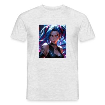 Anime-Mädchen - Männer T-Shirt - Grau meliert - Vorne - AI Model Male 178 dark (178cm)