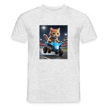 Speedy Whiskers - Chariot de course sur VTT Speedy - T-shirt homme - gris chiné - Devant - AI Model Male 178 dark (178cm)