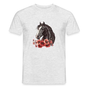 Pferd mit Blumen - Männer T-Shirt - Grau meliert - Vorne - AI Model Male 178 dark (178cm)