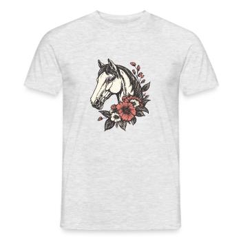 Pferd mit Blumen - Männer T-Shirt - Grau meliert - Vorne - AI Model Male 178 dark (178cm)