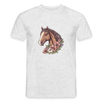 Pferd mit Blumen - Männer T-Shirt - Grau meliert - Vorne - AI Model Male 178 dark (178cm)