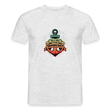 Nordstyle Hamburg Ankerdesign N° 1 Ville - T-shirt homme - gris chiné - Devant - AI Model Male 178 dark (178cm)