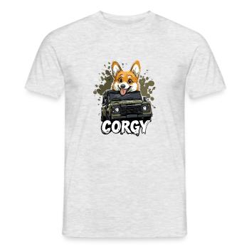 Defender Land Corgy Rover Landy - Men's T-Shirt - heather grey - Front - AI Model Male 178 dark (178cm)