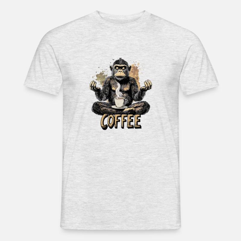 Affe Ape Kaffee Coffee - Männer T-Shirt - Grau meliert