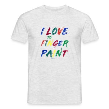 JE SUIS PEINTRE - J’adore peindre au doigt – Peintures au doigt - T-shirt homme - gris chiné - Devant - AI Model Male 178 dark (178cm)
