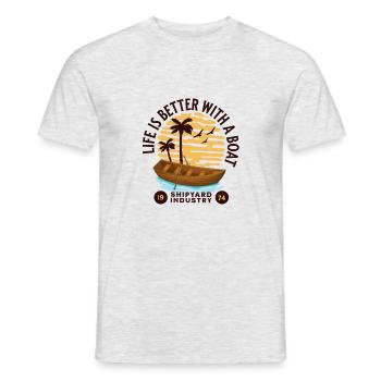 Conception de la vie en bateau - T-shirt homme - gris chiné - Devant - AI Model Male 178 dark (178cm)