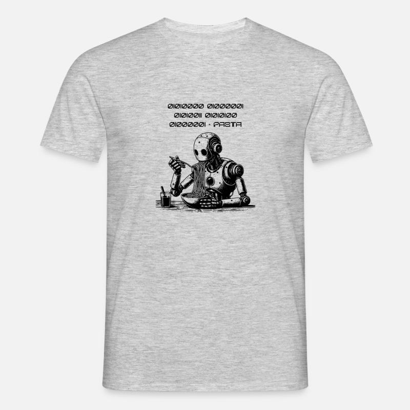 Binärer Pasta Code Robot - Männer T-Shirt - Grau meliert