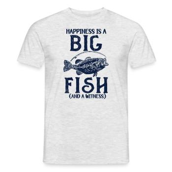 Angler Angeln Geschenkidee Happiness Is A Big Fish - Männer T-Shirt - Grau meliert - Vorne - AI Model Male 178 dark (178cm)