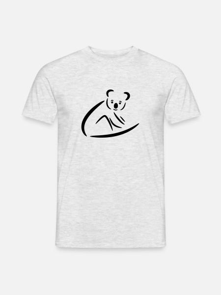 Koala mit leuchtenden Augen auf einem Ast - Männer T-Shirt - Grau meliert