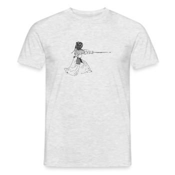 Kendo Japon - , épée et corps - Le Kendo c’est la vie - T-shirt homme - gris chiné - Devant - AI Model Male 178 dark (178cm)