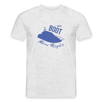Motorboot Sprüche Mein Boot meine Regeln - Männer T-Shirt - Grau meliert - Vorne - AI Model Male 178 dark (178cm)