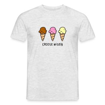 Ice Cream Chocolate Strawberry Summer Funny Sweet Comic - Men's T-Shirt - heather grey - Front - AI Model Male 178 dark (178cm)