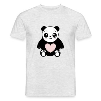 Coeur Panda Ours Cadeaux Saint-Valentin Saint-Valentin - T-shirt homme - gris chiné - Devant - AI Model Male 178 dark (178cm)