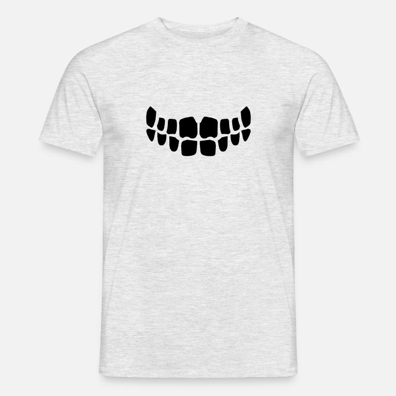Grinning Evil Horror Mouth Smile Comic Teeth - Men’s T-shirt - heather grey