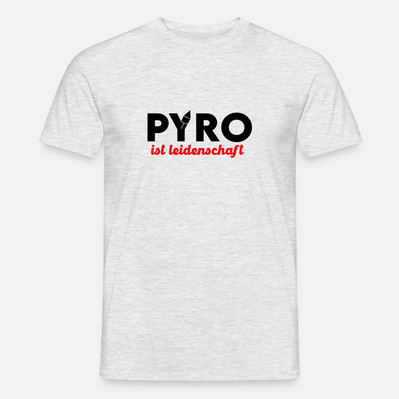 Pyro ist Leidenschaft - Männer T-Shirt - Grau meliert