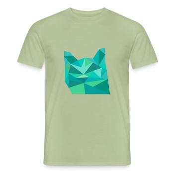 Blauer Katzenkopf - Männer T-Shirt - Sage - Vorne - AI Model Male 178 light (178cm)
