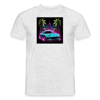 JDM Sportcar tuning palmiers néon lumière ville - T-shirt homme - gris chiné - Devant - AI Model Male 178 dark (178cm)