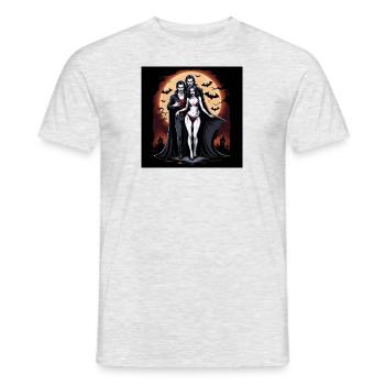 Vampire Paar Halloween Kürbis Fledermaus Kostüm - Männer T-Shirt - Grau meliert - Vorne - AI Model Male 178 dark (178cm)