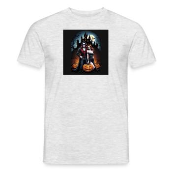 Vampire Paar Halloween Kürbis Fledermaus Kostüm - Männer T-Shirt - Grau meliert - Vorne - AI Model Male 178 dark (178cm)