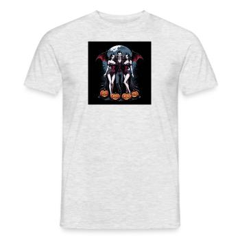 Vampire Paar Halloween Kürbis Fledermaus Kostüm - Männer T-Shirt - Grau meliert - Vorne - AI Model Male 178 dark (178cm)
