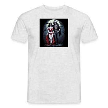 Vampire Paar Halloween Kürbis Fledermaus Kostüm - Männer T-Shirt - Grau meliert - Vorne - AI Model Male 178 dark (178cm)