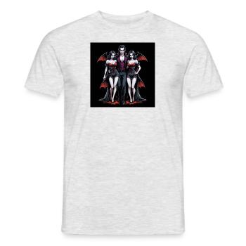 Vampire Paar Halloween Kürbis Fledermaus Kostüm - Männer T-Shirt - Grau meliert - Vorne - AI Model Male 178 dark (178cm)