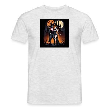 Vampire Paar Halloween Kürbis Fledermaus Kostüm - Männer T-Shirt - Grau meliert - Vorne - AI Model Male 178 dark (178cm)