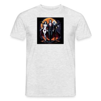 Vampire Paar Halloween Kürbis Fledermaus Kostüm - Männer T-Shirt - Grau meliert - Vorne - AI Model Male 178 dark (178cm)