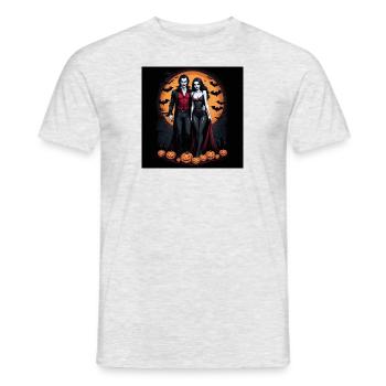 Vampire Paar Halloween Kürbis Fledermaus Kostüm - Männer T-Shirt - Grau meliert - Vorne - AI Model Male 178 dark (178cm)