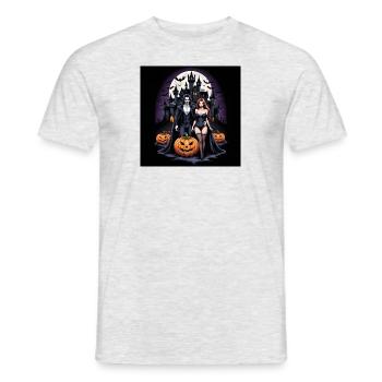 Vampire Paar Halloween Kürbis Fledermaus Kostüm - Männer T-Shirt - Grau meliert - Vorne - AI Model Male 178 dark (178cm)