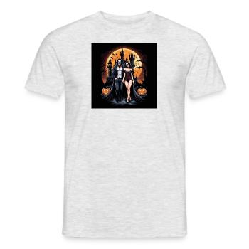 Vampire Paar Halloween Kürbis Fledermaus Kostüm - Männer T-Shirt - Grau meliert - Vorne - AI Model Male 178 dark (178cm)